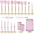 thumbnail image 3 of ACMETOP 19 Pieces Kitchen Utensils Set-11 Silicone Cooking Utensils Set, 6 Stainless Steel Sharp Knife set, 2 Cutting Board and Holder (Pink), 3 of 9