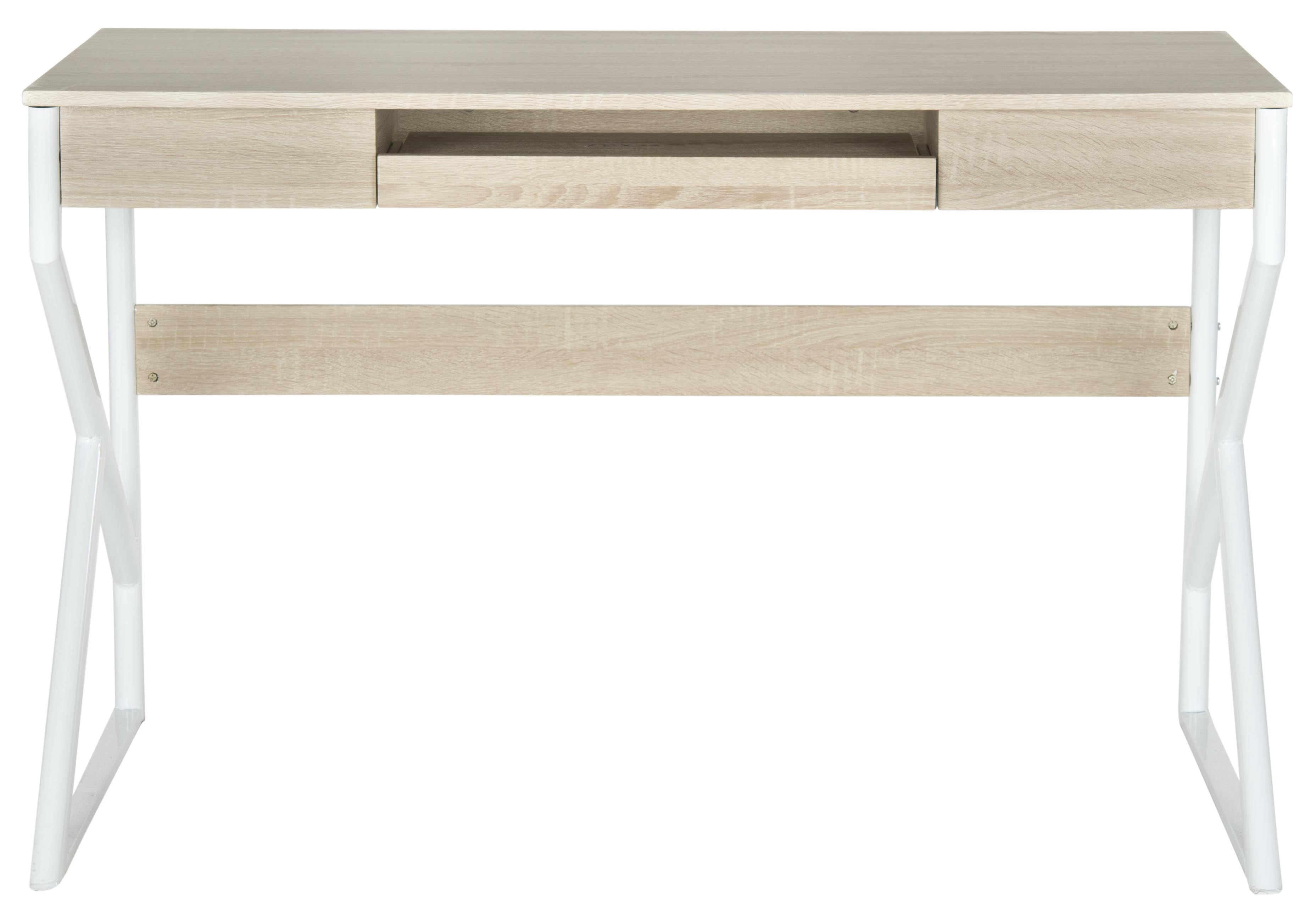 SAFAVIEH Bryant Modern Glam Computer Desk, Natural/White