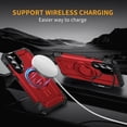 thumbnail image 3 of Designed for Samsung Galaxy S23 Armor Case with Camera Cover Stand, Shockproof Protection, Support Magnetic Wireless Charger Rugged Cover for Galaxy S23, Support Car Magnetic Holder - Red, 3 of 7