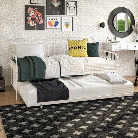 Teen Novogratz Rowan Twin Metal Daybed with Trundle, Off White