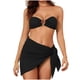 thumbnail image 2 of Traje de baño para mujer, bikini de color liso con falda de gasa de tubo dividido, traje de baño dividido de tres piezas, trajes de baño para mujer, 2 of 9
