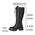 thumbnail image 5 of Wowcloth Winter Knee-High Boots for Women – Fashion Casual Solid Color Round Toe Front Lace-Up with Side Zipper and Chunky Mid Heel for Stylish Winter Footwear, 5 of 9