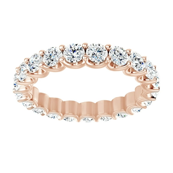 AFFY Round Cut Simulated White Moissanite Full Eternity Band Ring In 14K Solid Rose Gold , Size-13