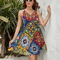 thumbnail image 3 of Mexican Talavera Ceramic Tile Pattern Dress Summer Street Style Dresses Female Sleeveless Printed Sundress, 3 of 7