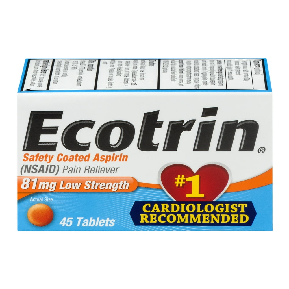 Ecotrin Low Strength Safety Coated Aspirin, NSAID, 81mg, 45 Tablets