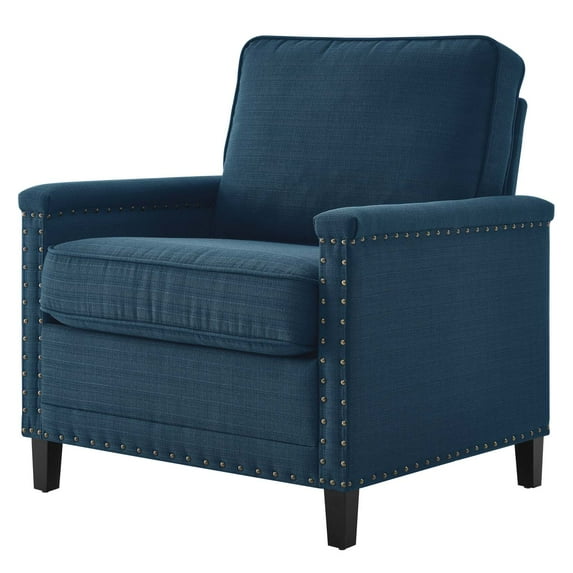 Armchair Accent Chair, Fabric, Navy Blue, Modern Contemporary Urban Design, Living Lounge Room Hotel Lobby Hospitality