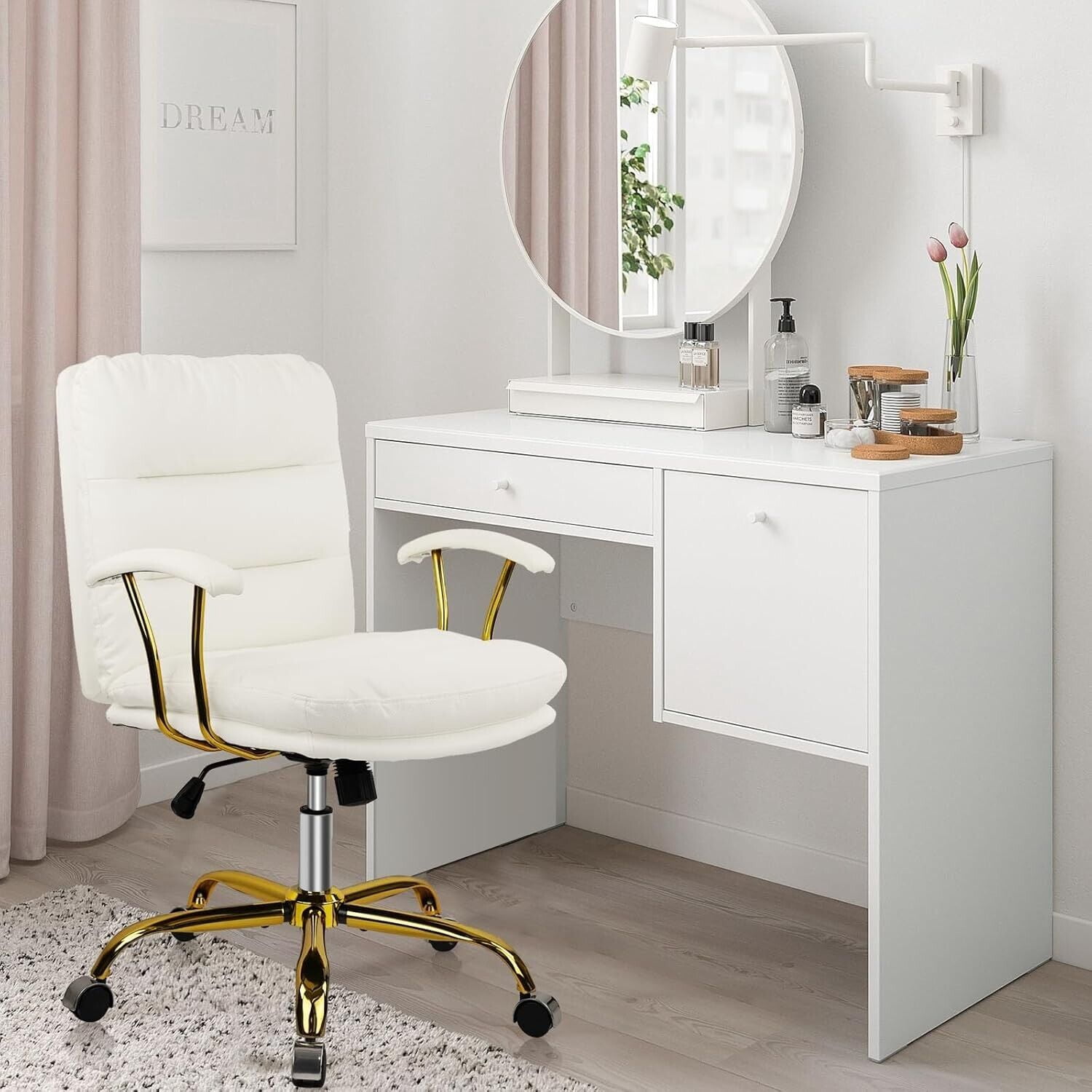 Ergonomic Home Office Desk Chair Comfortable Leather Computer Chairs for Bedroom