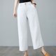 thumbnail image 2 of Pantalones de lino con cintura elástica para mujer, pantalones holgados informales de verano, 95 % algodón, bolsillos laterales, tallas M-XXL, para múltiples ocasiones, 2 of 8