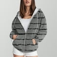 thumbnail image 2 of Towmus Oversized Zip Up Hoodie for Women Casual Baggy Loose Basic Zipper Striped Hooded Sweatshirt Coat Y2K Jacket with Pockets for Fall Winter, 2 of 6
