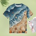 thumbnail image 4 of Beach Seashell Starfish Women's Short Sleeve T-Shirt Crew Neck Casual Summer Trendy Loose Fit Tops, 4 of 6