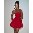thumbnail image 5 of Glitter Tulle Homecoming Dresses Strapless Short Prom Mini Cocktail Party Gowns with Bo-W on Back Red L, 5 of 7