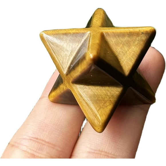 Natural Tiger Eye Merkaba Crystal Protection Sacred Meditation Energy Healing Chakra 1 Inch Hexagram Crystal and Healing Stone Yellow Tiger Eye Stone Durable and Long Lasting