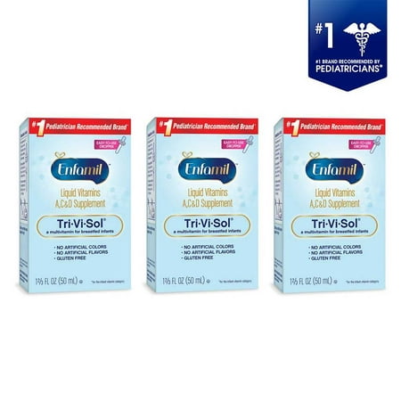 (3 Pack) Enfamil Tri-Vi-Sol Liquid Vitamins A, C, and D Infant Supplement, 1.67 fl oz (50