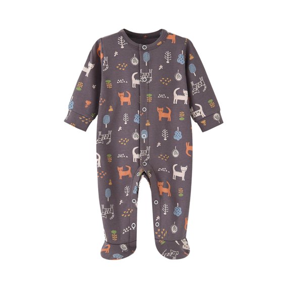 MUXiin Baby Girls Bodysuits Long Sleeve Cute Cartoon Print Outfits For Toddler Soft Comfortable Stretchy Zip Up Romper For Daily Wear Indoor Outdoor,9-12 Months,Brown