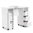 thumbnail image 3 of COSVALVE Manicure Table Nail Desk Salon Beauty Workstation with Electric Dust Collector,Wrist Cushion,Lockable Wheels,Drawers(White), 3 of 12