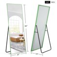 thumbnail image 4 of 64in. x 21in. Modern Aluminum Alloy Thin Grass Green Framed Full Length Floor Mirror With Standing, 4 of 5