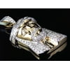 Genuine Diamond Jesus Piece Pendant Charm in Solid 10K Yellow Gold 2.1CT 1.5"