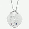 Personalized Planet Sterling Silver Break Apart Name and Birthstone Heart Pendant, 20"