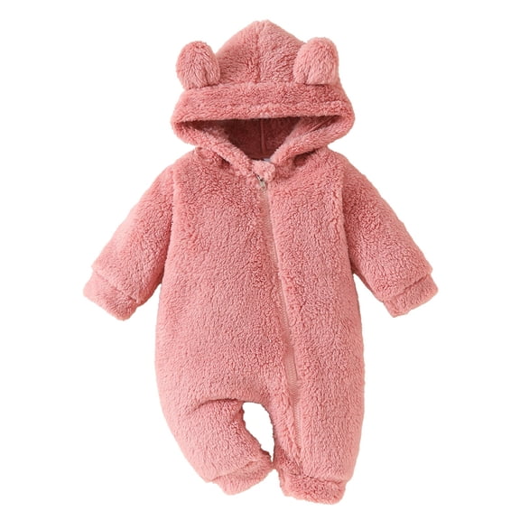 Mercatoo Newborn Baby Bear On𝐞sie Outfit Suit Girls Boys Fleece Jumpsuit Romper Hooded Winter Clothes Outwear Snowsuit