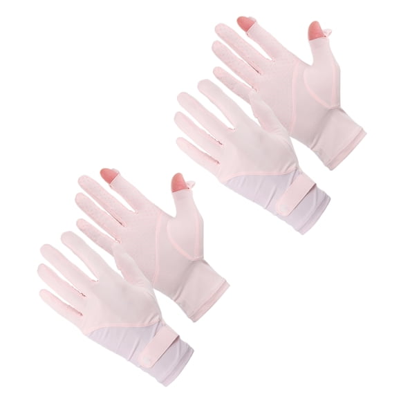 Guantes de Sol Uxcell para Mujeres, Protección de Manos Transpirables para Actividades al Aire Libre con Pantalla Táctil Antideslizantes 9" & 4Pcs & Seda Helada & Rosa Púrpura
