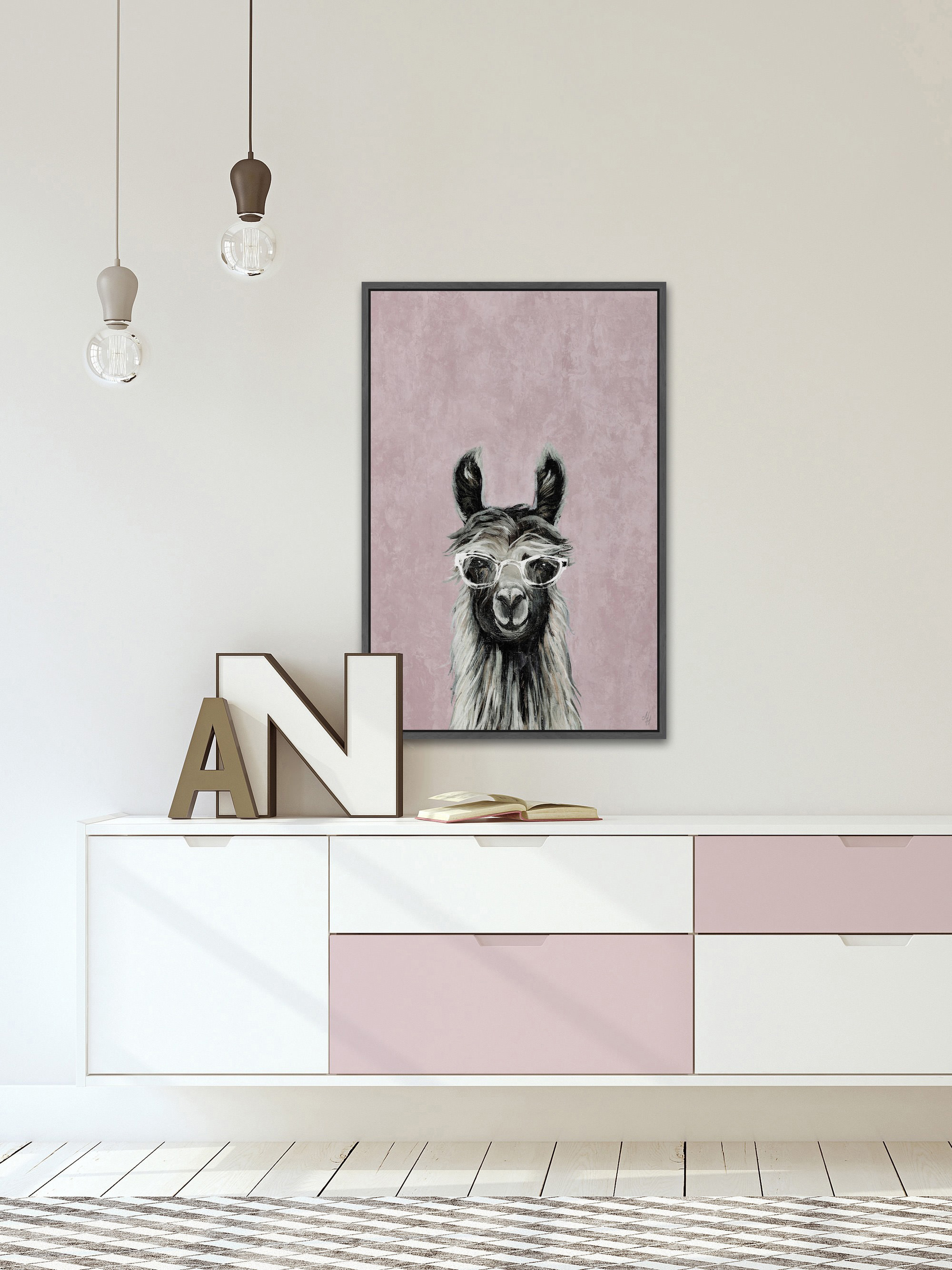 Llama Style Floater Framed Painting Print on Canvas