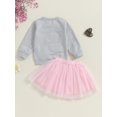 thumbnail image 4 of Suealasg 2Pcs Toddler Baby Girls Fall Outfit Long Sleeve Letter Print Sweatshirt Tulle Skirt Set 6M 1T 2T 3T 4T Little Girls Skirt Clothes, 4 of 8