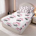 thumbnail image 3 of Erosebridal Cherry Zipper Twin Comforter Sets with Fitted Sheet and 2 Pillowcases Blush Zipper Bedding Set, Blush Cherry, Pink Reversible, 3 of 7