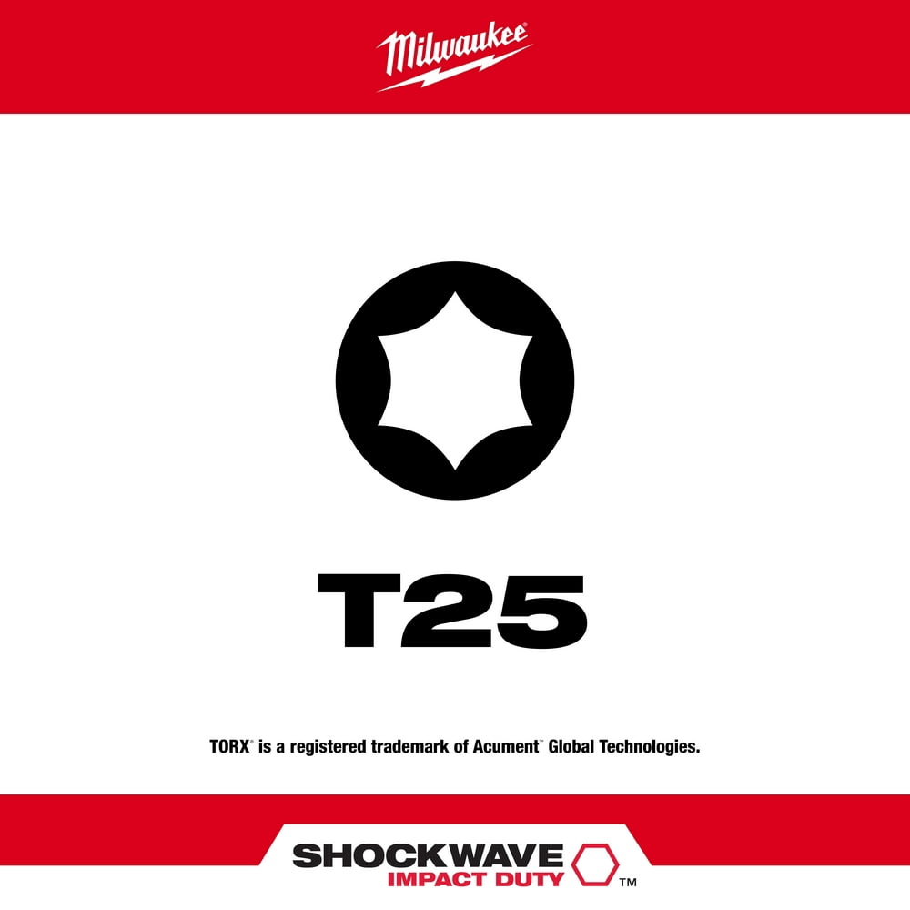 Milwaukee 48-32-4636 Shockwave 1 in. T25 Impact Driver Bits 5PK