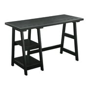 Convenience Concepts Designs2Go Trestle Desk with Shelves, Black