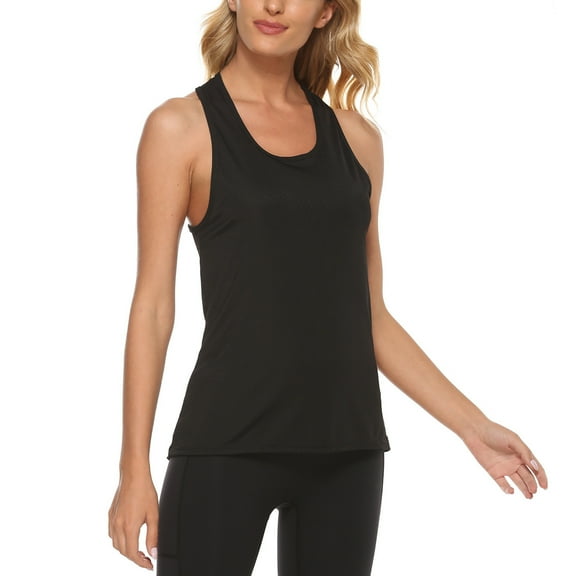Women Yoga Pant Clearance,Solid Tops Sleeveless O-Neck Yoga Vest Shirt Cross Back Workout Tees Black 8