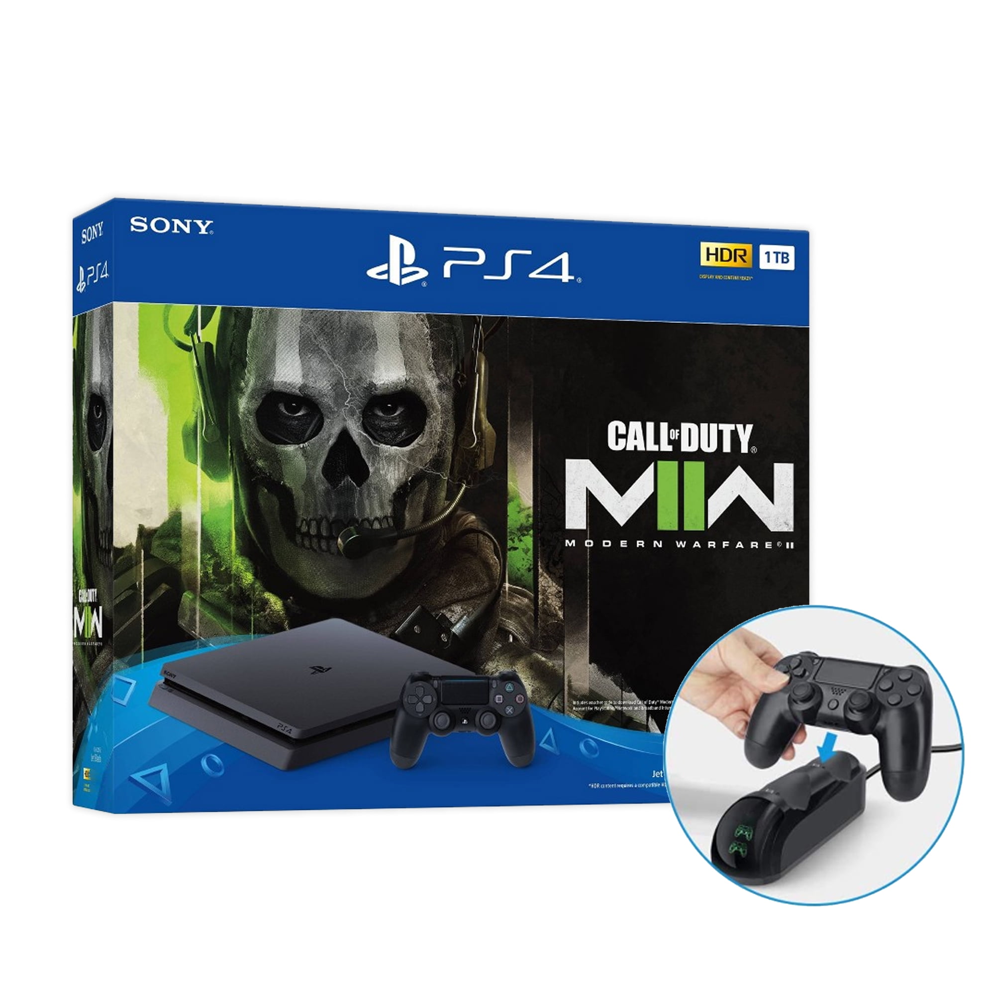 Sony PlayStation 4 Slim Call of Modern Warfare II Bundle PS4 Gaming Console, Jet Black, Mytrix Dual-Controller Fast Charger - Walmart.com