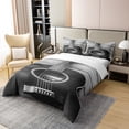 thumbnail image 2 of Guitar Duvet Cover Twin Music Theme Bedding Teens Adult, Vintage Guitar on Wooden Floor Comforter Quilt Cover, Room Modern Decoration 2 Pcs Bed Set with 1 Pillowcase Grey, 2 of 6
