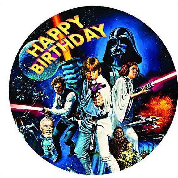 7.5 Inch Edible Cake Toppers – Star Themed Birthday Party Collection of Edible Cake Decorations fits 8 inch round cake or larger