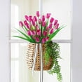 thumbnail image 3 of Zukuco 4 Bundles Tulips Artificial Flowers, Outdoor Artificial Tulip Faux Plastic Greenery Shrubs Plants UV Resistant for Home Outside Garden Porch Window Decor, Purple, 3 of 6