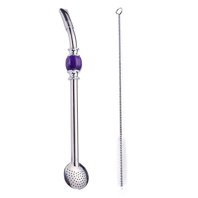 CAROOTU Paille à Bombilles en Acier Inoxydable avec Tête de Filtre de Nettoyage