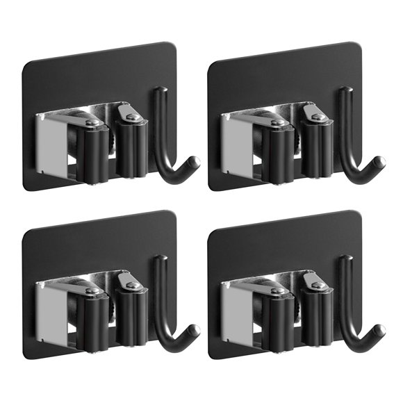 Clearance! beishanbush Hooks for Hanging Custom Logo Heavy Duty Adhesive Stainless Steel Rack Organizer Mop Holder with Hook One Size Black