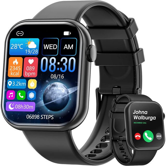 Reloj inteligente deportivo con llamadas Bluetooth, frecuencia cardíaca, presión arterial, 1,85 pulgadas