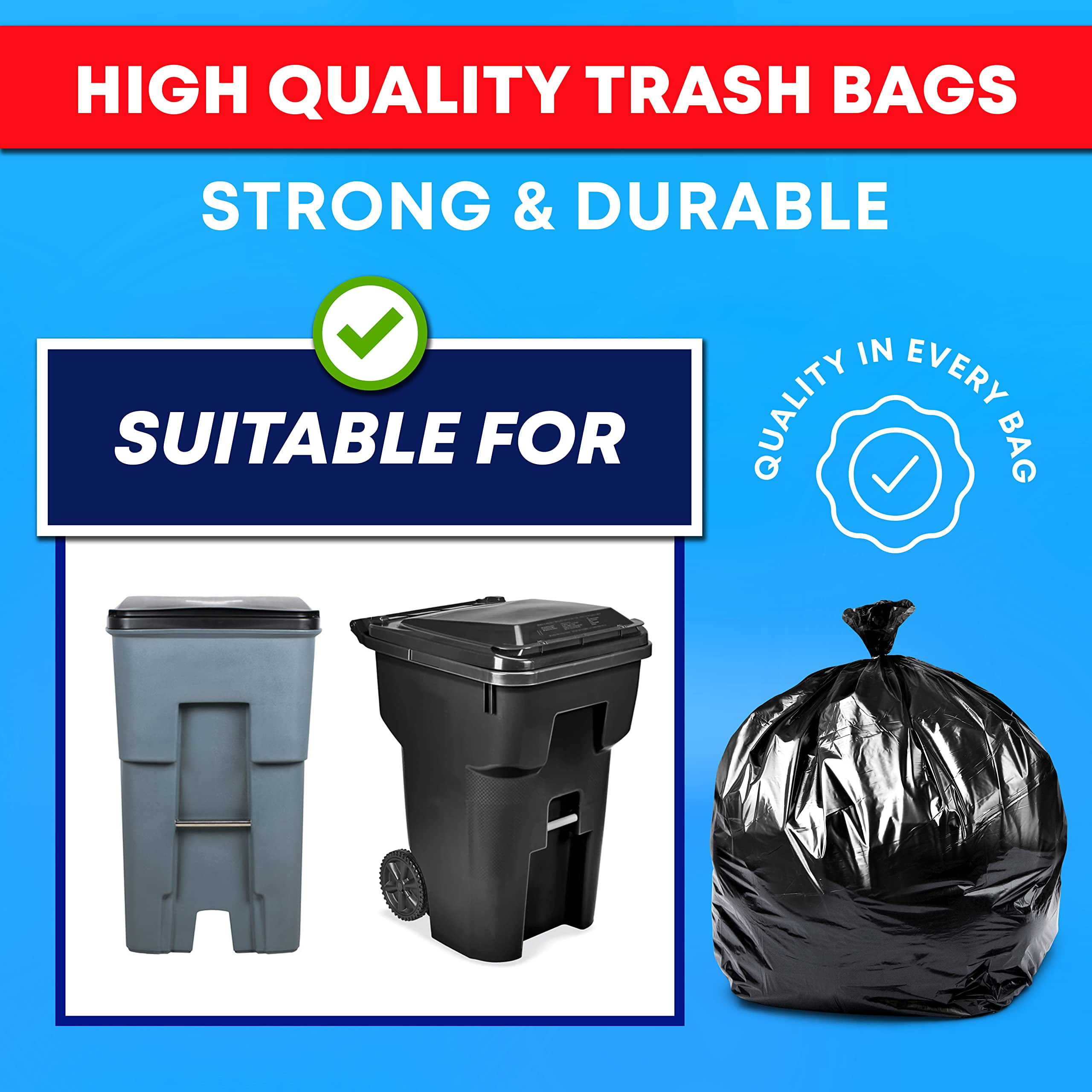 Eagrye 2.5 gallon Trash Can Liners, Black Trash Bags, 170 Counts