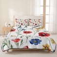 thumbnail image 3 of Twin XL Quilt Set 68''x98'', Pink Colorful Poppy Lightweight Summer Bedspread Coverlet Set with 2 Pillow Shams, Spring Pastoral Flowers Leaves Breathable All Season Quilt Bedding for Dorm/Guest Room, 3 of 9