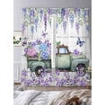 thumbnail image 4 of Purple Flowers Sheer Curtains 96 Inches Long 2 Panels Set, Window Sheer Curtains for Living Room/Bedroom, Weeping Spring Floral Truck Butterfly Wooden Light Filtering Rod Pocket Curtain 52''x96''x2, 4 of 8
