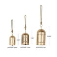 thumbnail image 4 of DecMode Gold Metal Tibetan Inspired Decorative Hanging Bell Chime Set of 3 12", 11", 9"H, Features a Round Shape with Solid Pattern and Metal Clappers, 4 of 14