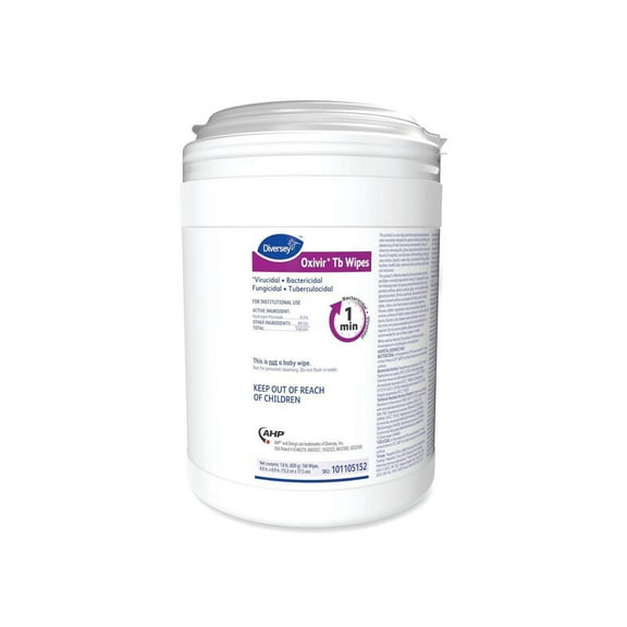 Diversey Oxivir Tb Disinfectant Wipes, White, 6" X 6.9", 160/Canister, 4 Canisters/Carton