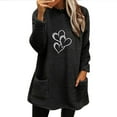 thumbnail image 3 of lcziwo Womens Winter Warm Fuzzy Fleece Sweatshirts Cute Heart Graphic Long Sleeve Crewneck Sherpa Pullover Loose Comfy Loungewear Thermal Tops with Pockets 50% Percent Off Sales Today Black S, 3 of 6