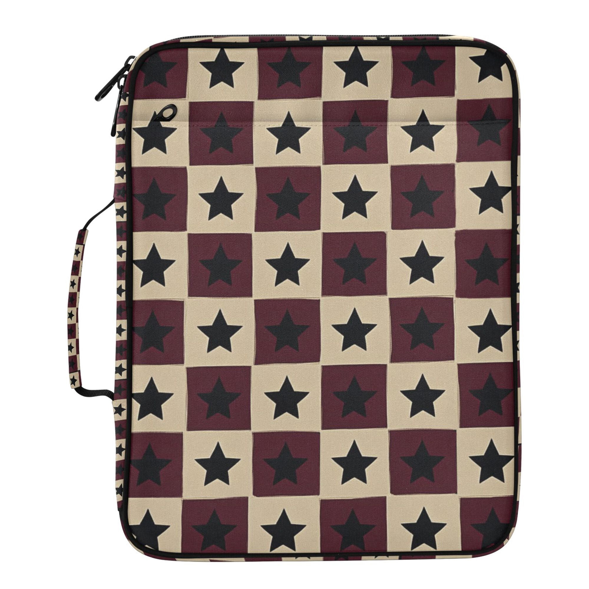 FORMRS Accordion File Folder A4 Size 7-Pocket Expanding Document Organizer Bag with 3 Ring Binder, Checkered Stars Pattern