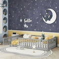 thumbnail image 2 of Mirightone Twin Size Floor Bed , Wood Montessori Floor Beds with Fence Railings, Door & Slats Support, Twin Playhouse Bed Frame, (Grey), 2 of 7
