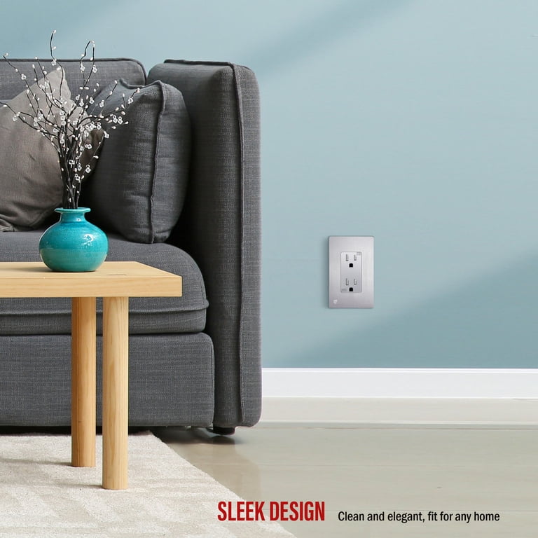 ENERLITES Screwless Decorator Wall Plate – 1-Gang, Brushed Nickel, Unbreakable Polycarbonate, Child Safe Outlet Cover
