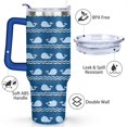 thumbnail image 3 of 40oz Ocean Cute Shark Stainless Steel Flip Straw Tumbler Spill Proof Travel Cup Double Wall Vacuum Insulated Coffee Mug with Top Handle, 3 of 6