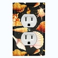 thumbnail image 1 of Metal Light Switch Wall Plate Outlet Cover (Colorful Sea Shells Pattern Black - Single Duplex), 1 of 2