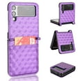 thumbnail image 1 of TECH CIRCLE Flip Case for Samsung Galaxy Z Flip 3,Plaid Embossed PU Leather with Shockproof Card Slot Case for Samsung Galaxy Z Flip 3 6.7 inch,Purple, 1 of 6