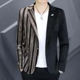 thumbnail image 3 of Blazer fino para hombre, abrigo de corte entallado para negocios, chaqueta de vestir, traje a rayas para hombre, ropa de hombre sencilla con botones, ropa de estilo coreano, novedad, 3 of 5